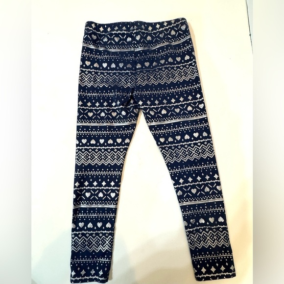 Girls Jumping Beans Navy and Silver Patterned Leggings Size 6 - Picture 4 of 4
